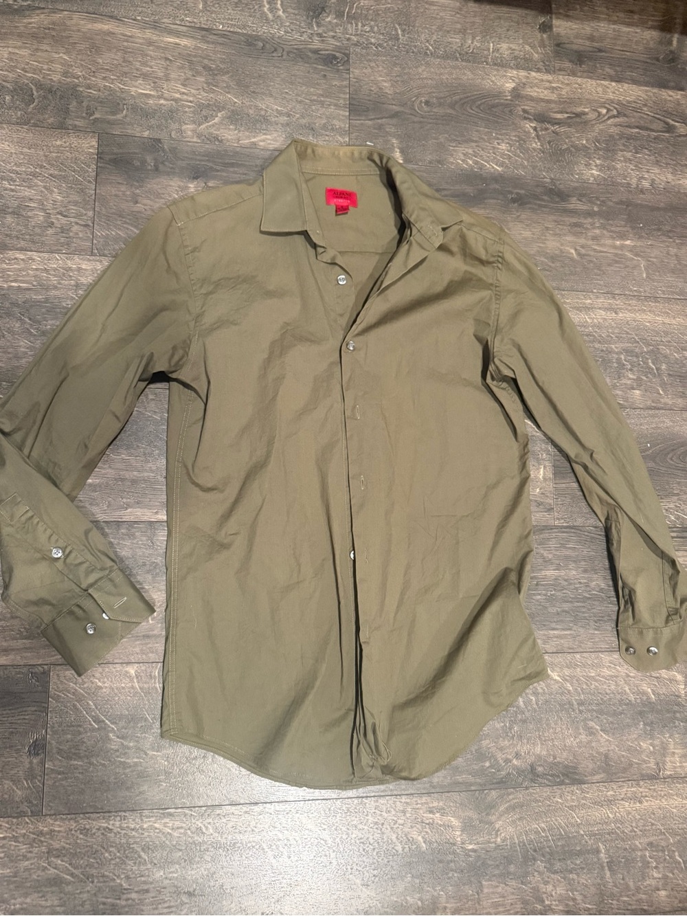Alfani Olive Button-Up Dress Shirt